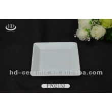 Placa de cerâmica quadrada branca, placa de cerâmica para o hotel, placa de cerâmica plana da borda